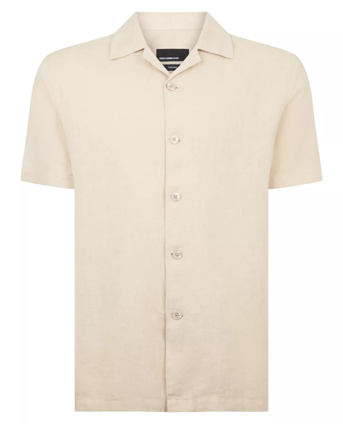 Linen Short Sleeve Casual Shirt Stone - Remus Uomo Shirts