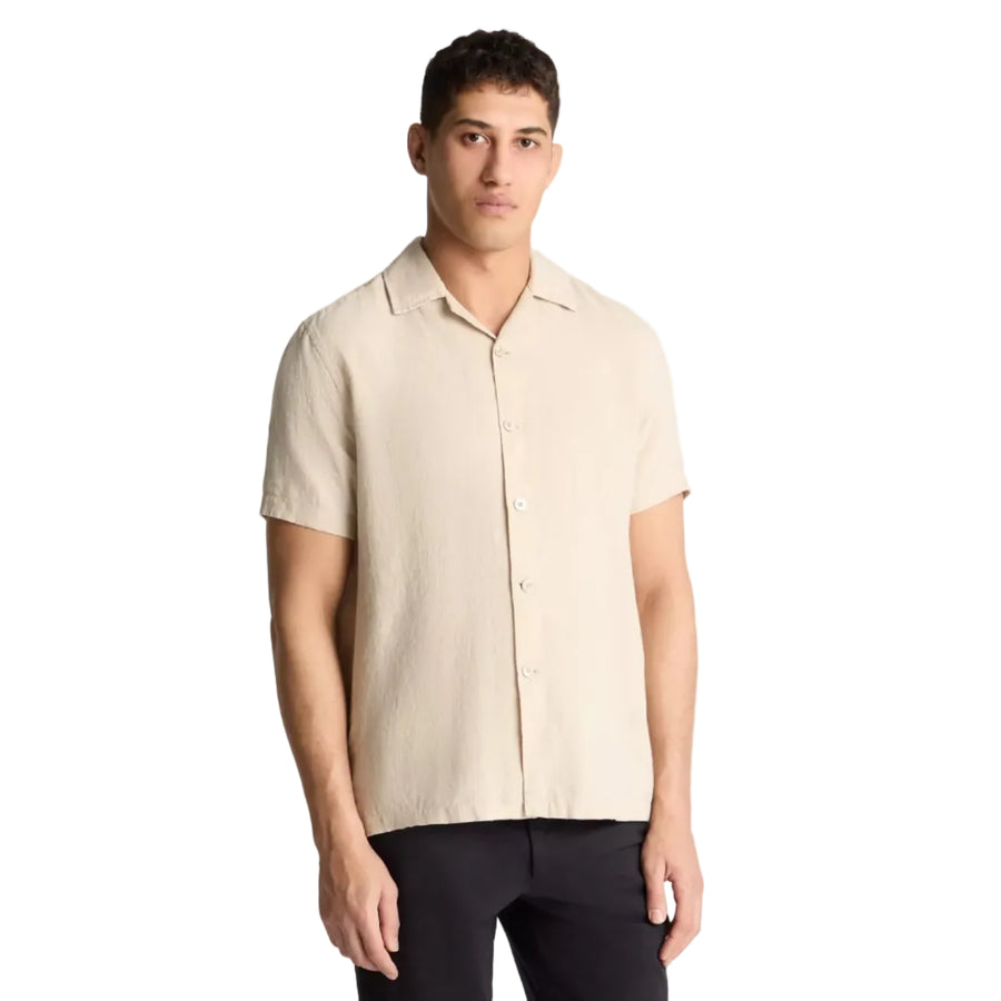 Linen Short Sleeve Casual Shirt Stone - Remus Uomo Shirts