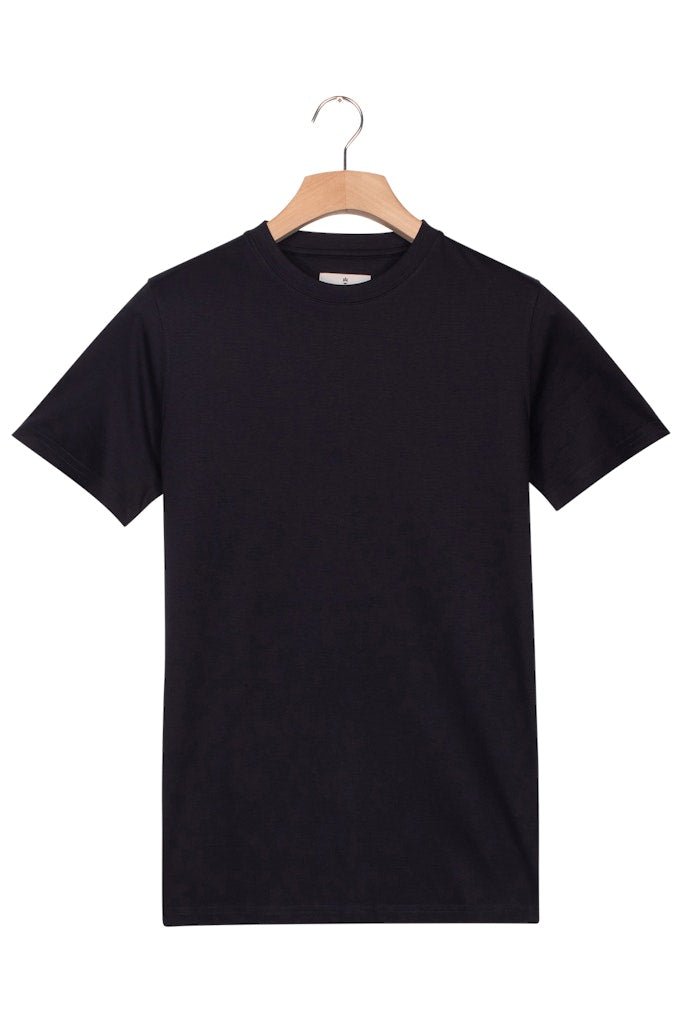 Liquid Cotton Crew Neck T-Shirt Navy - Thomas Maine T-shirts