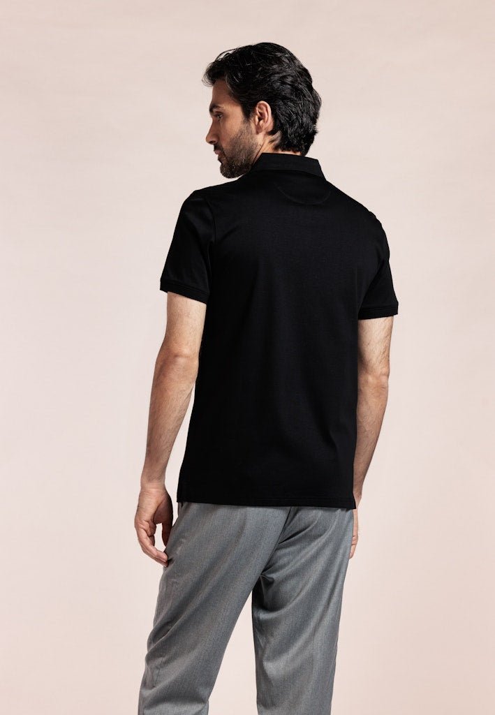 Liquid Cotton Polo Shirt Black - Thomas Maine Polo Shirts