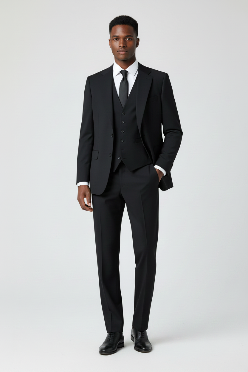 Marzotto Black 2 Piece Suit - Cavaliere Suits