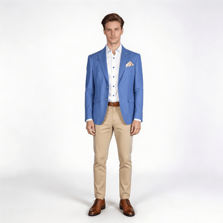 Mazelli Cobalt Blue Linen Jacket - Torre Blazers