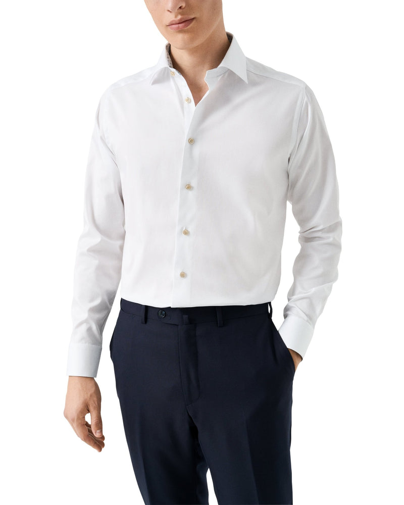 Medallion Effect White Signature Twill Shirt - Eton Shirts