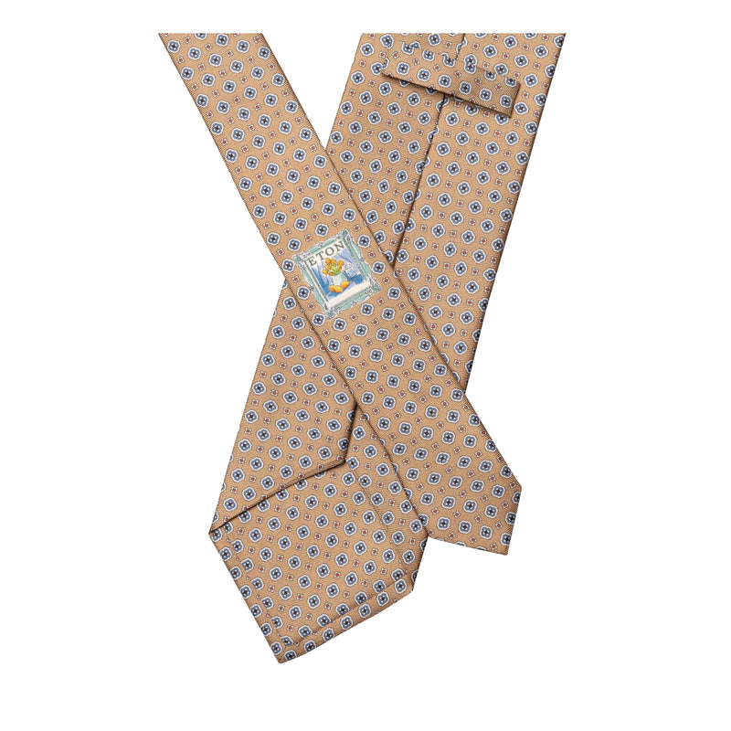Medallion Printed Silk Tie Beige - Eton