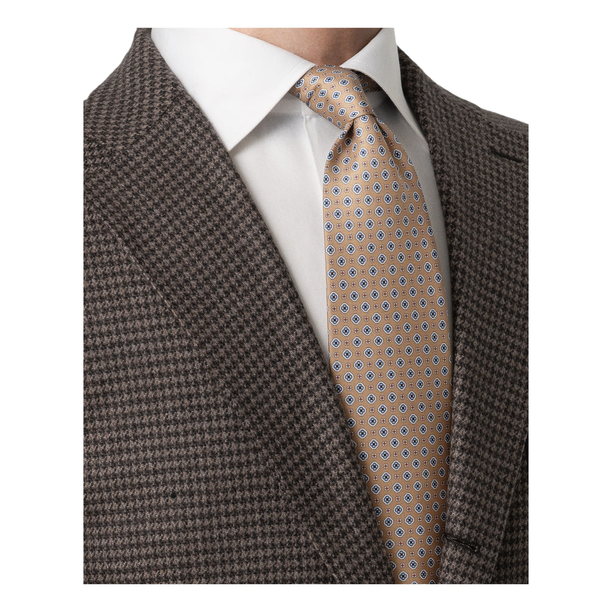 Medallion Printed Silk Tie Beige - Eton
