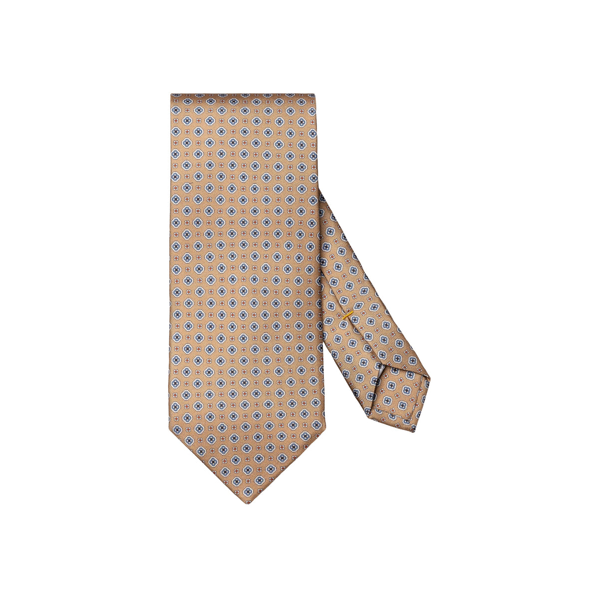 Medallion Printed Silk Tie Beige - Eton