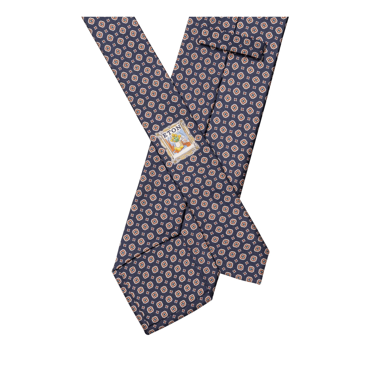 Medallion Printed Silk Tie Navy - Eton