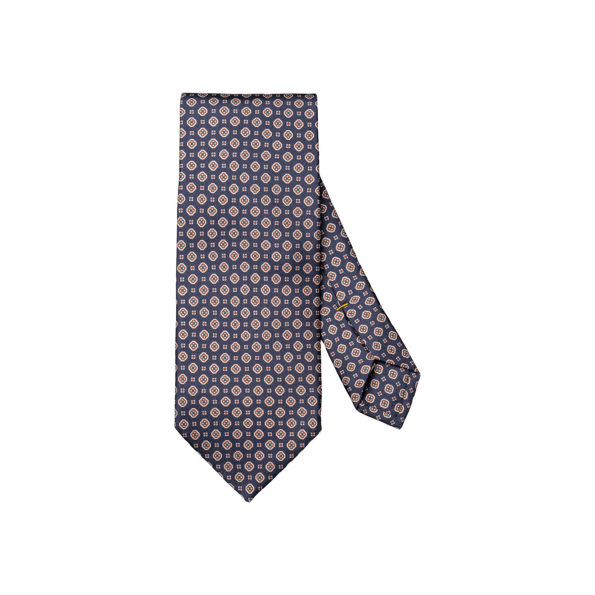 Medallion Printed Silk Tie Navy - Eton