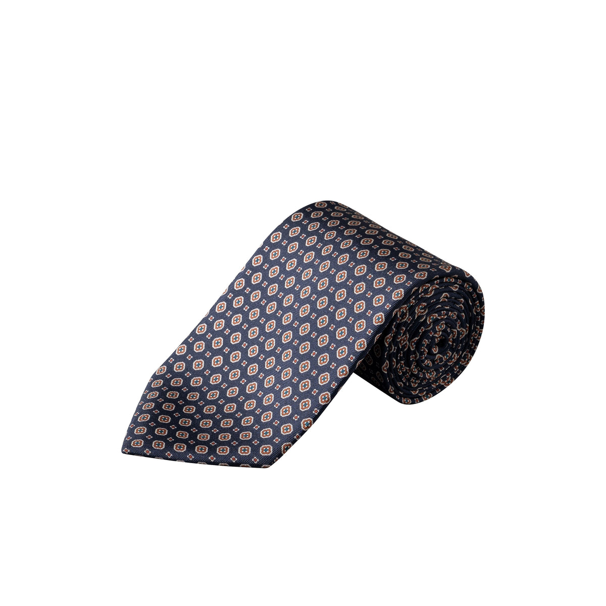 Medallion Printed Silk Tie Navy - Eton