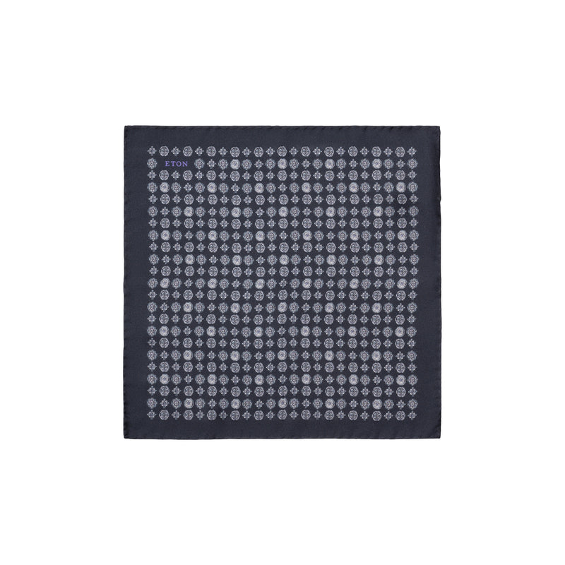 Medallion Silk Twill Pocket Square - Eton