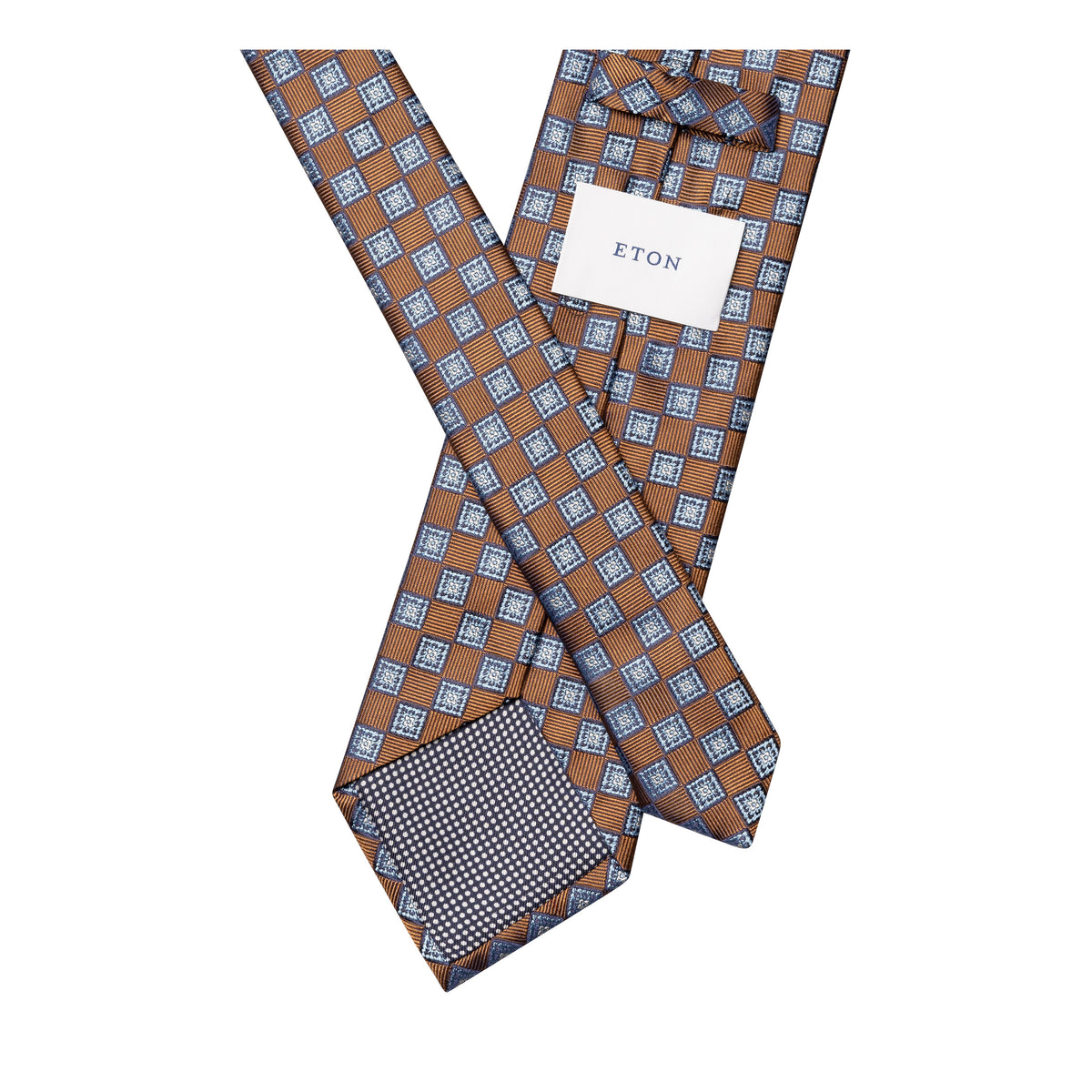 Medallion Woven Silk Tie Brown - Eton