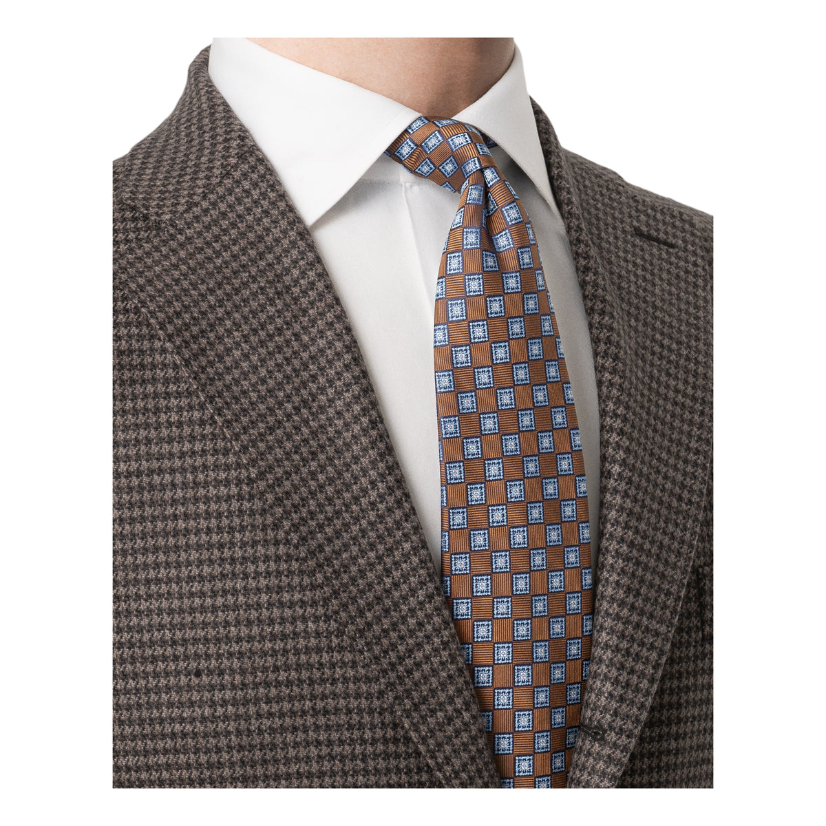 Medallion Woven Silk Tie Brown - Eton