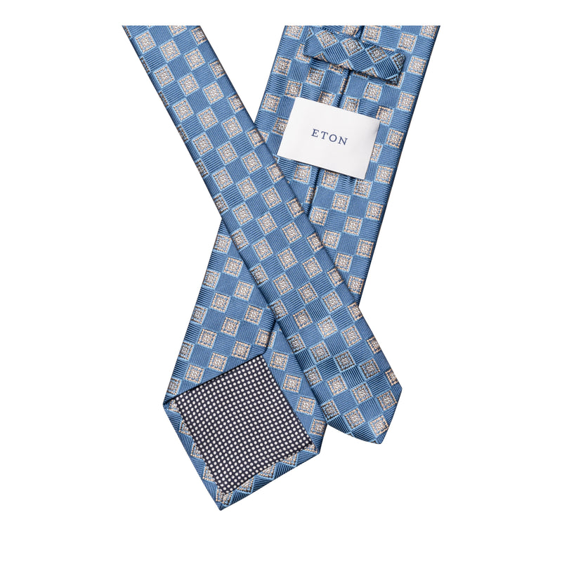 Medallion Woven Silk Tie Mid Blue - Eton