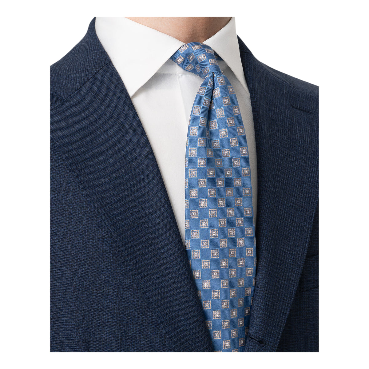 Medallion Woven Silk Tie Mid Blue - Eton