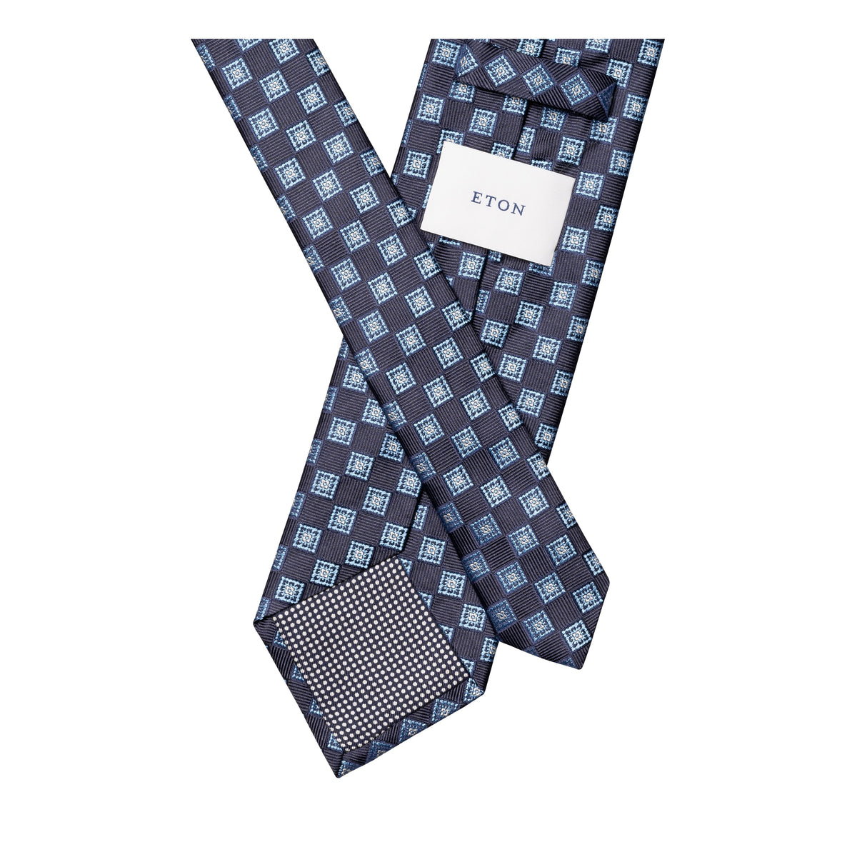 Medallion Woven Silk Tie Navy - Eton