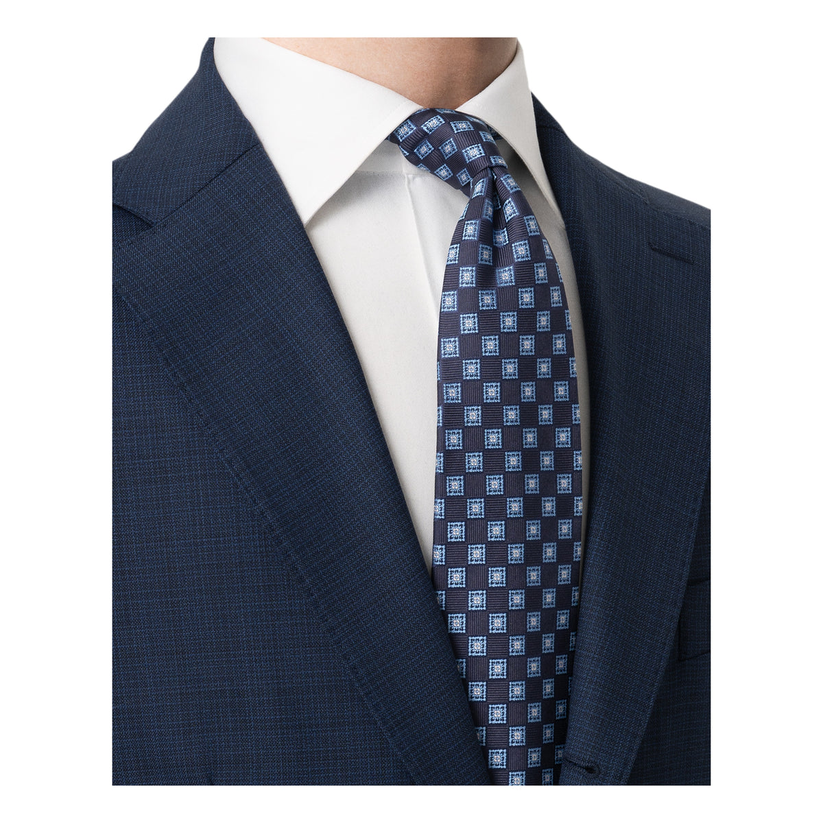 Medallion Woven Silk Tie Navy - Eton