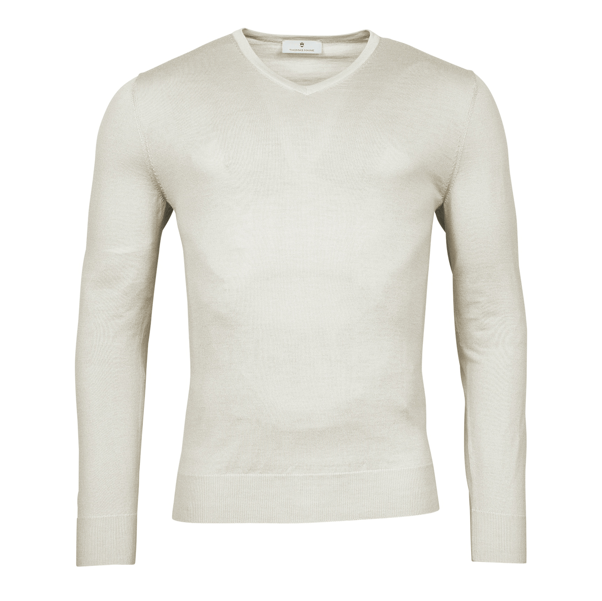 Merino Grey V Neck Pullover - Thomas Maine