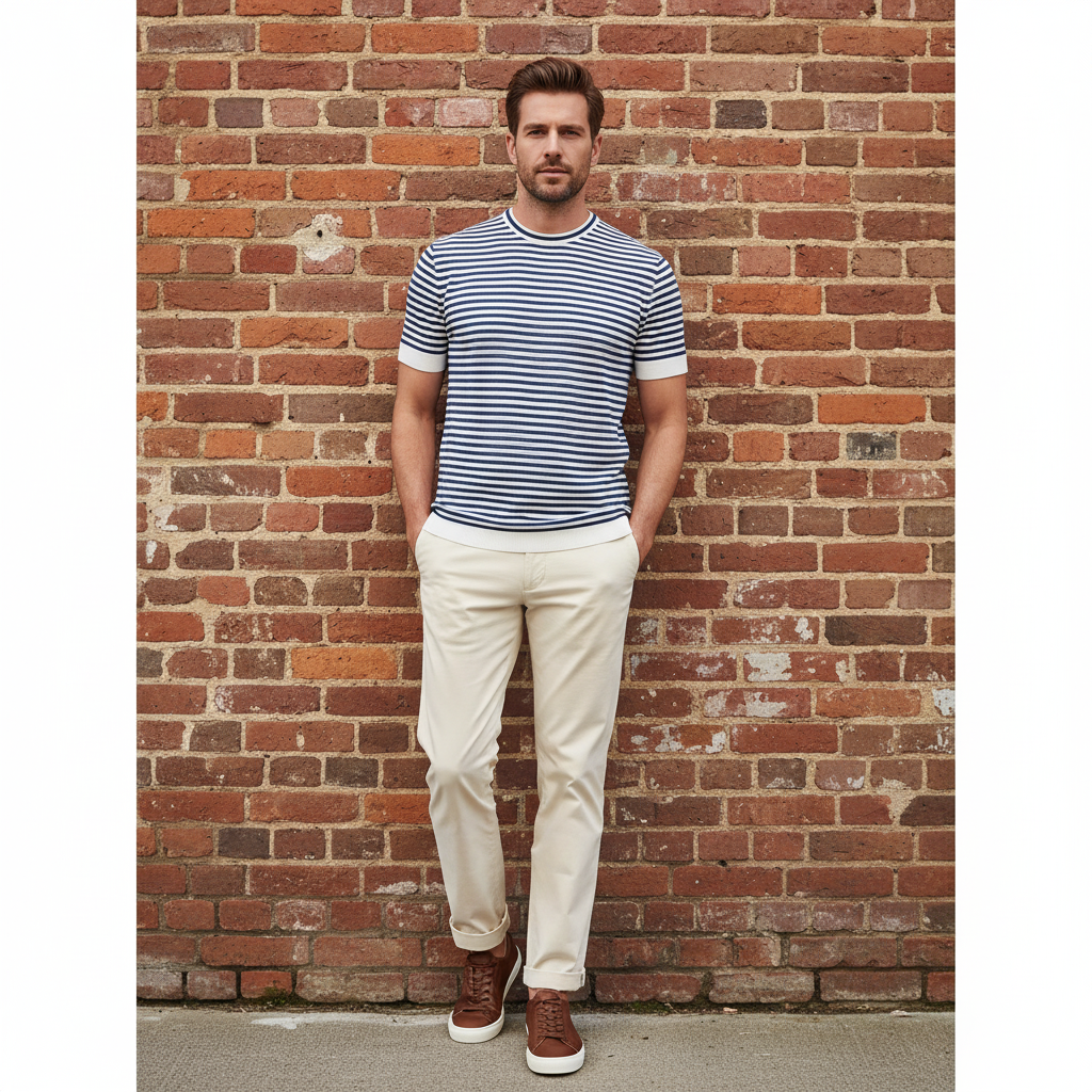 Merino Stripe Crew Neck Knit