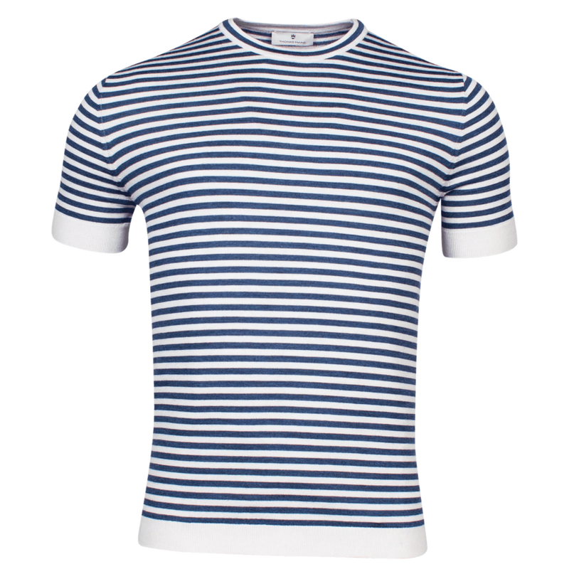 Merino Stripe Crew Neck Knit - Thomas Maine