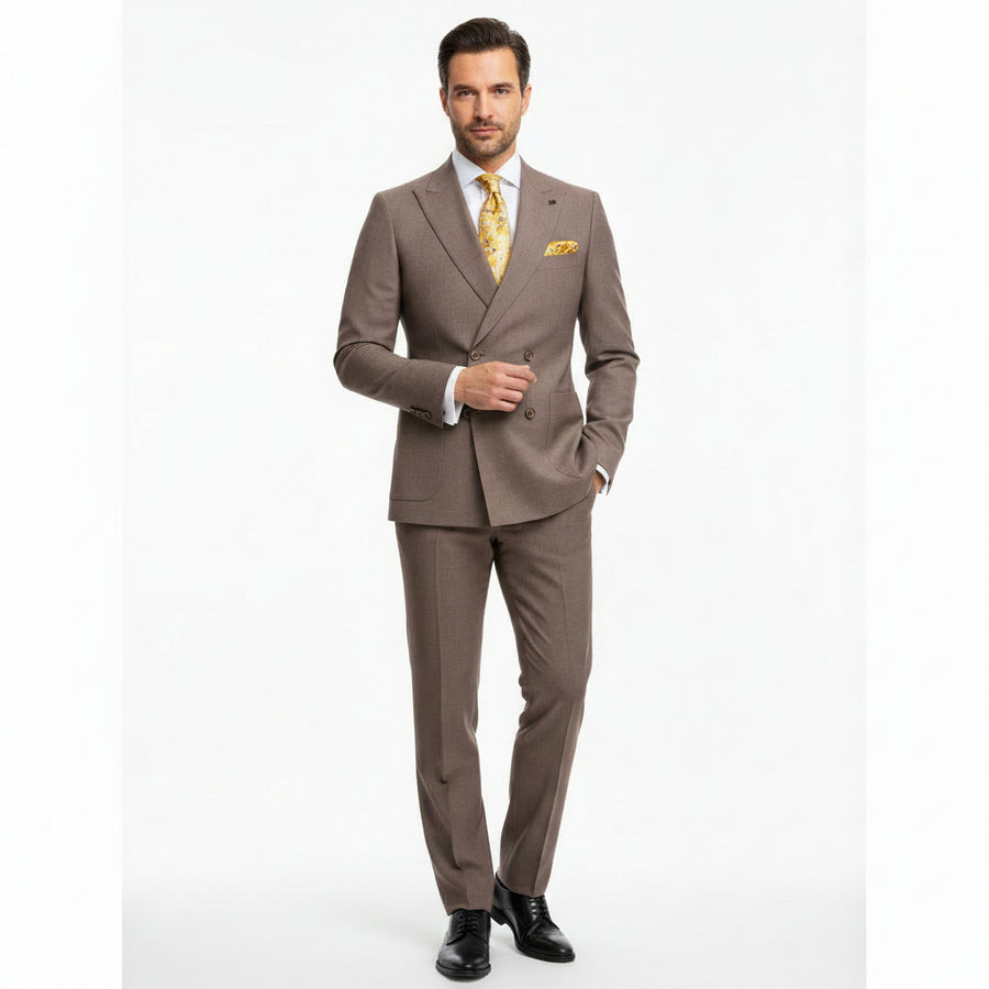 Michael Kors Double Breasted Frosted Brown Suit - Michael Kors