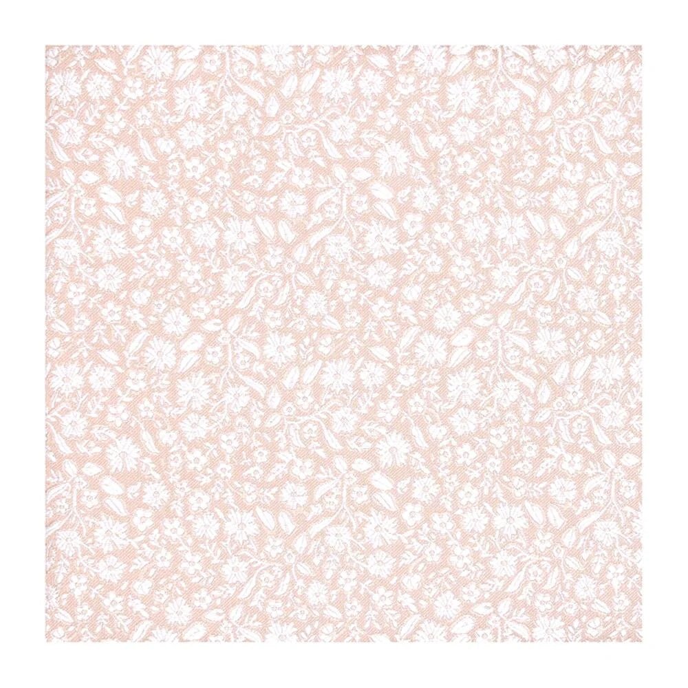 Micro Floral Pocket Square Silver on Champagne - Leonard Silver Neck Ties