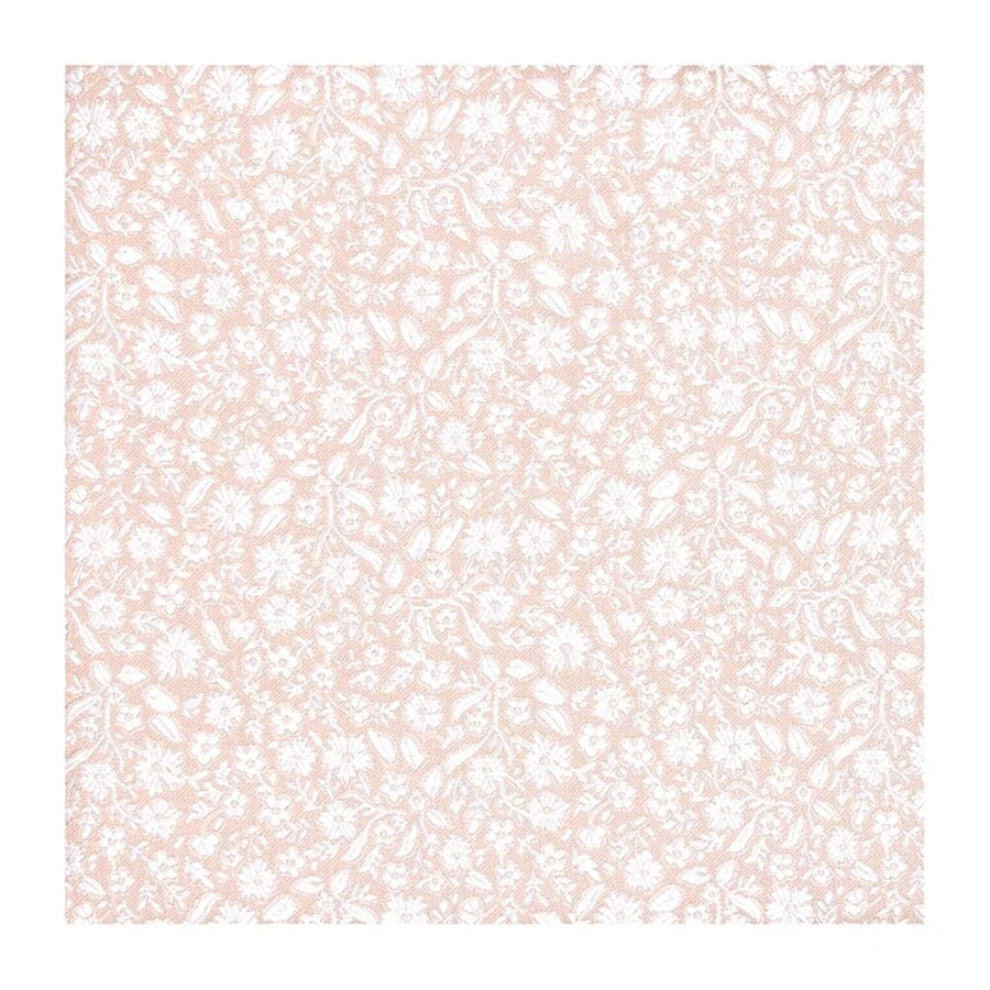 Micro Floral Pocket Square Silver on Champagne - Leonard Silver Neck Ties