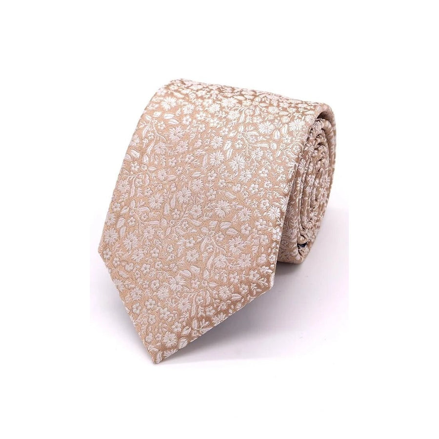 Micro Floral Tie Silver on Champagne - Leonard Silver