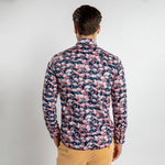 Navy Flamingo Print Shirt - Claudio Lugli