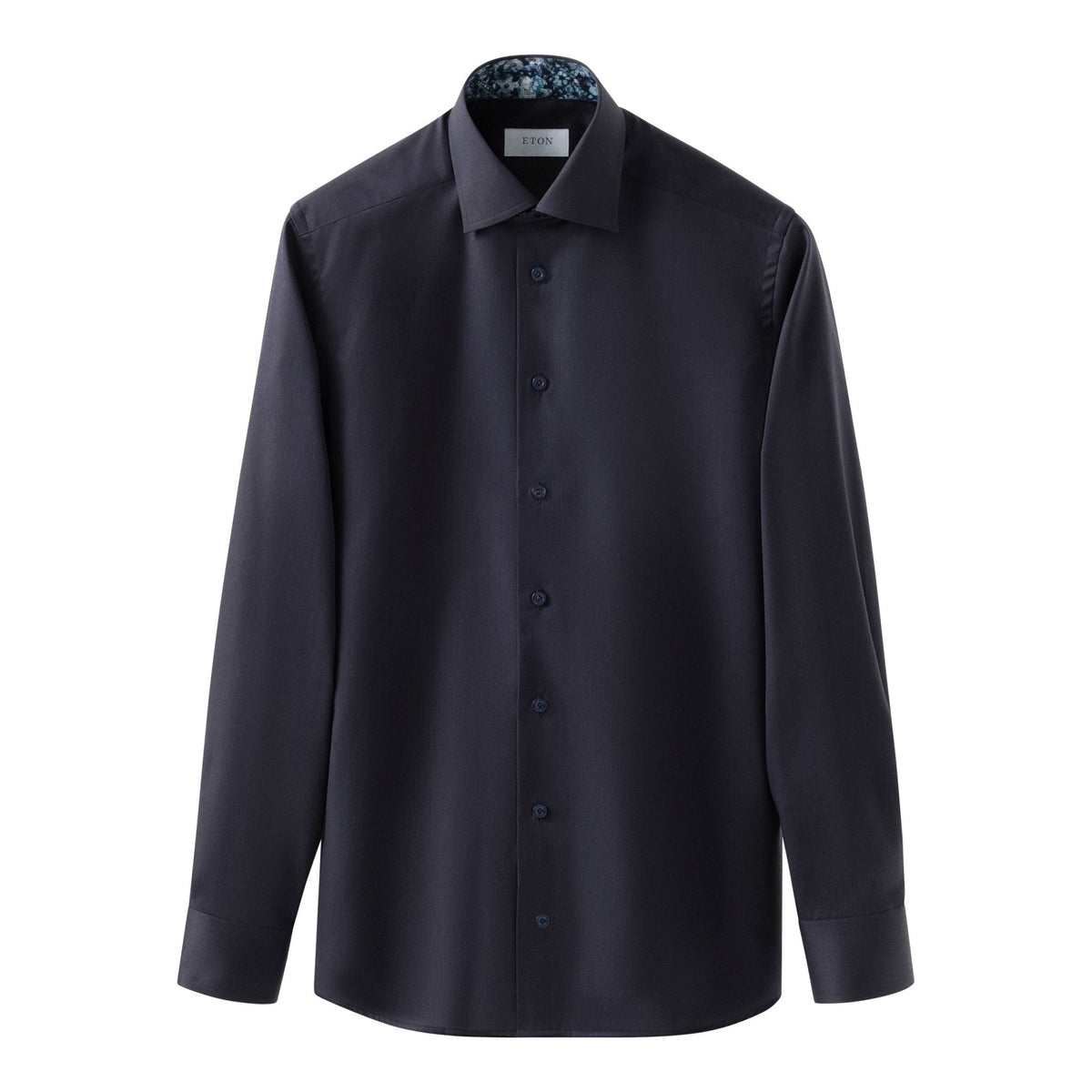 Navy Floral Effect Signature Twill Shirt - Eton Shirts Shirts