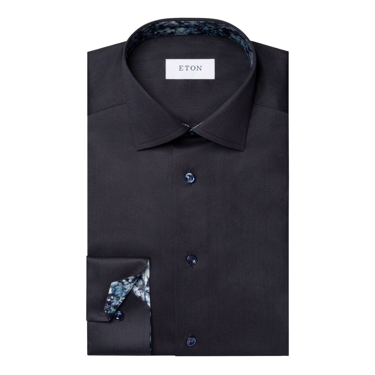 Navy Floral Effect Signature Twill Shirt - Eton Shirts Shirts