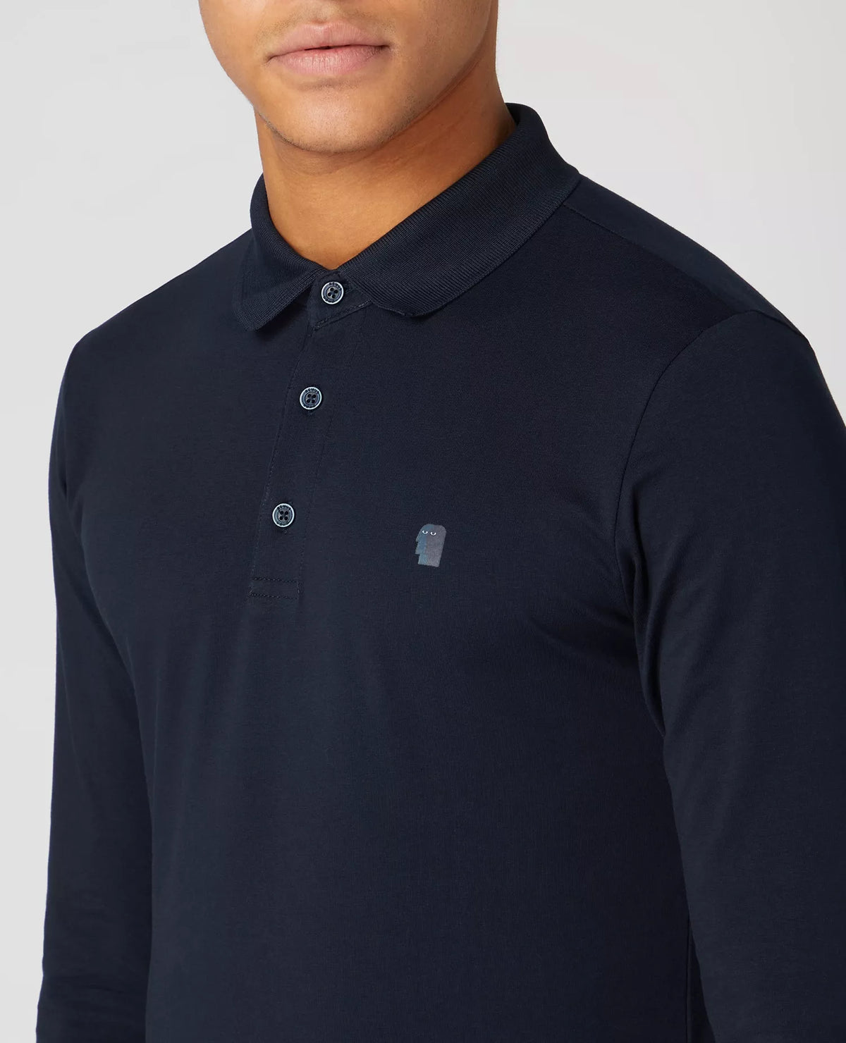 Long Sleeve Logo Polo Navy