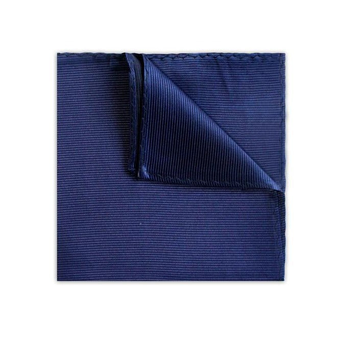 Navy Pocket Square - Leonard Silver