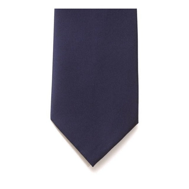 Navy Satin Pocket Square - Leonard Silver
