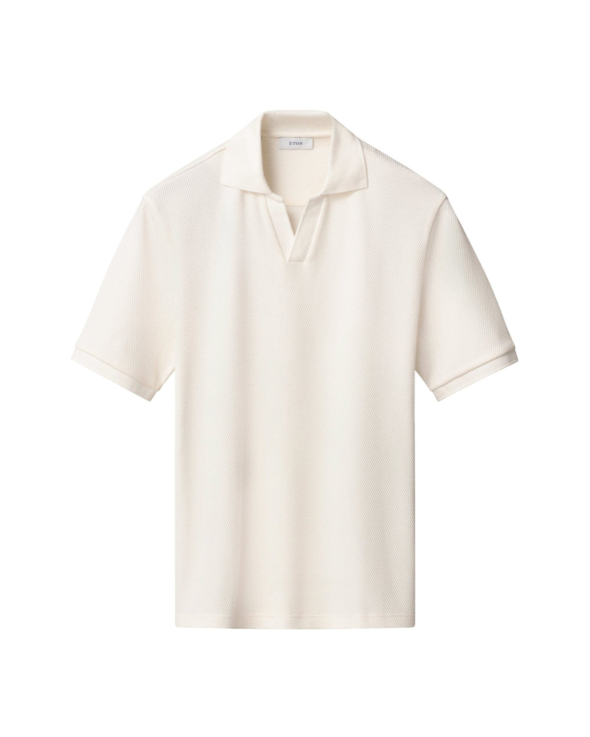 Off White Waffle Open Collar Polo - Eton Shirts Polo Shirts