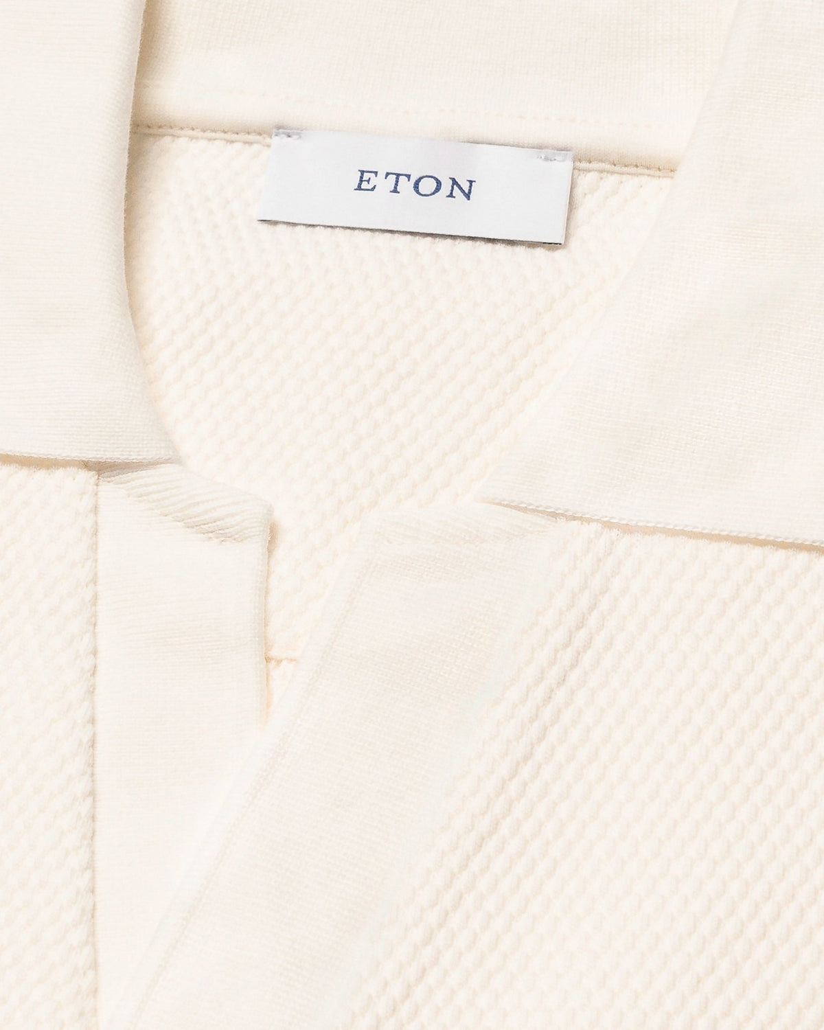 Off White Waffle Open Collar Polo - Eton Shirts Polo Shirts
