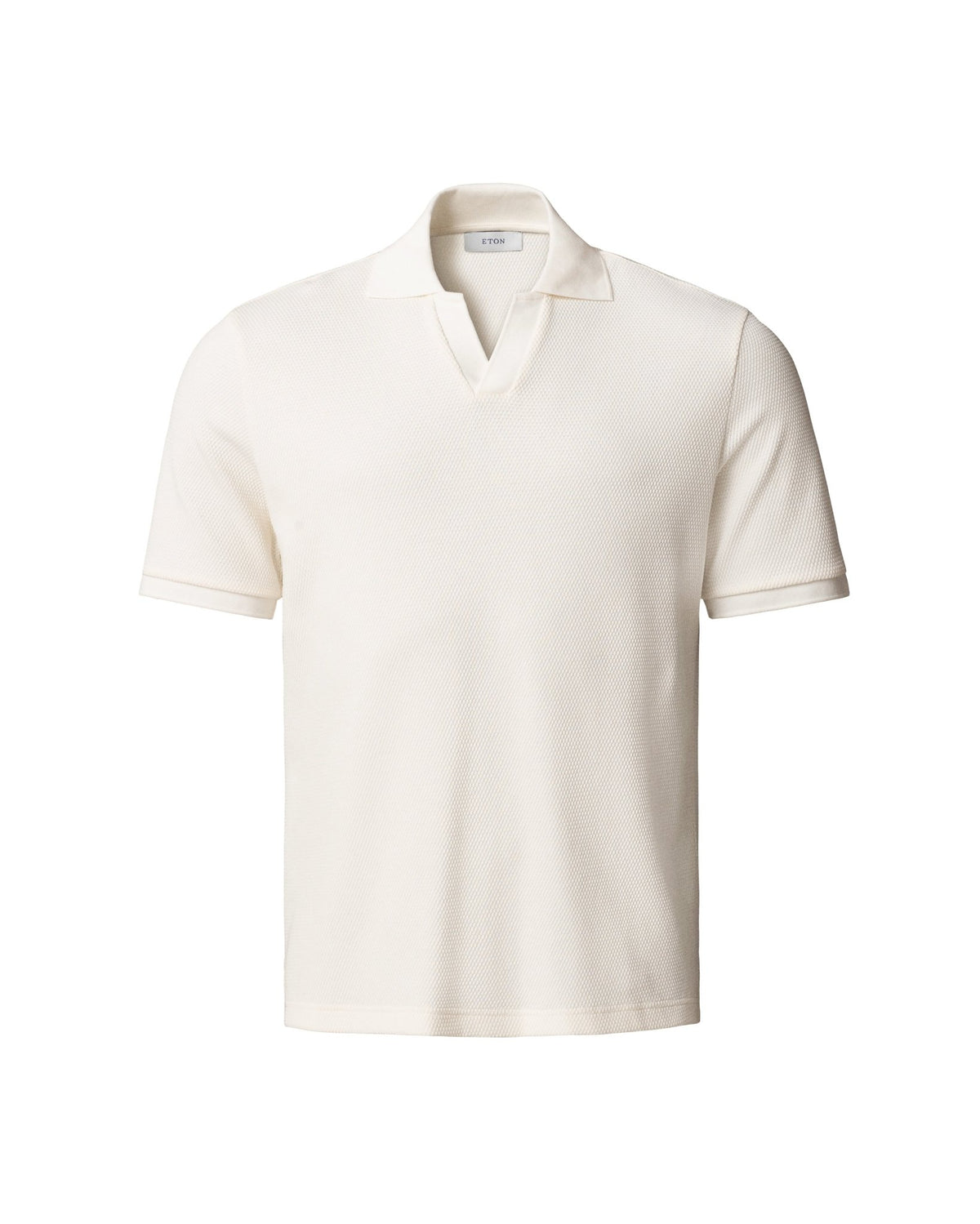 Off White Waffle Open Collar Polo - Eton Shirts Polo Shirts