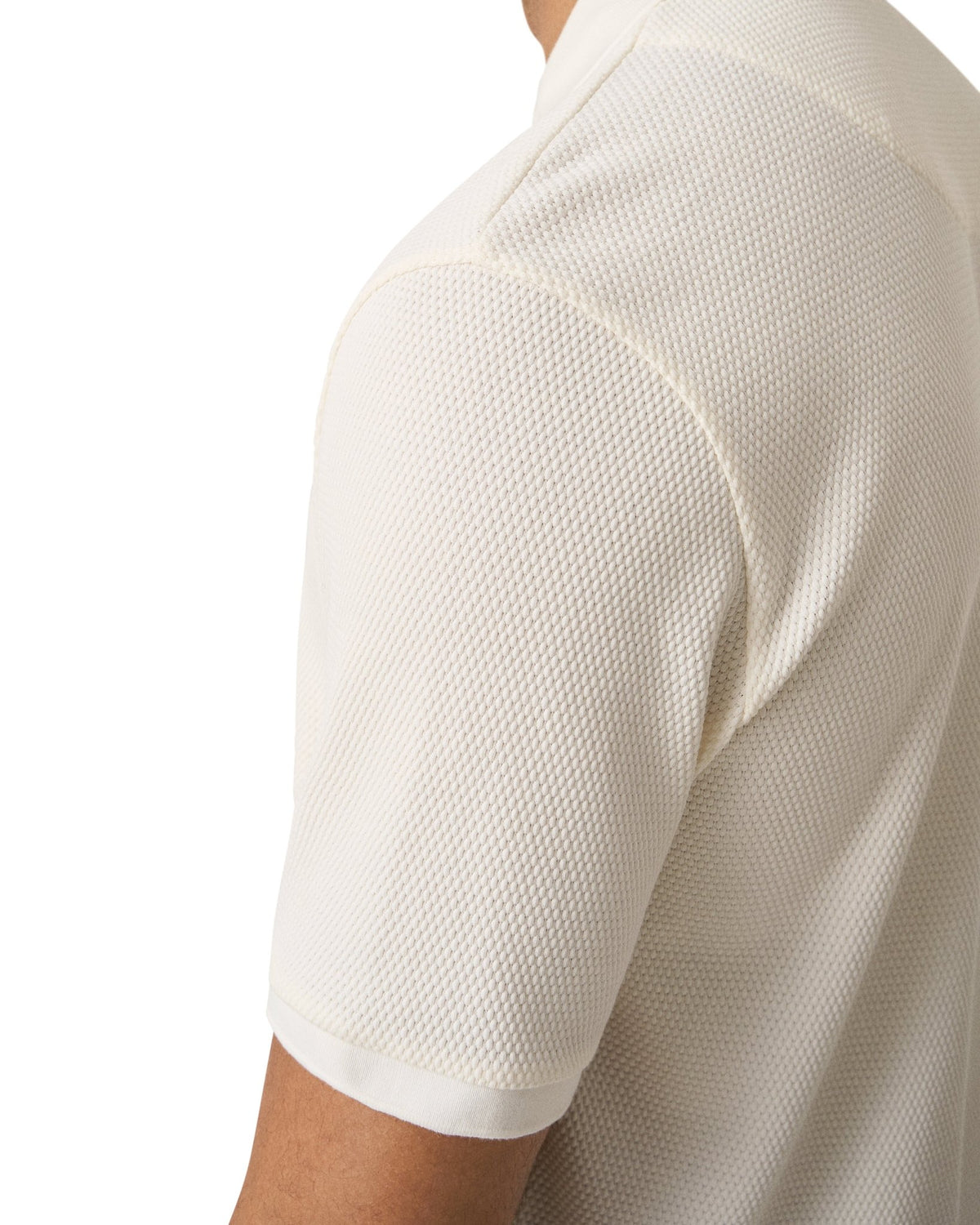 Off White Waffle Open Collar Polo - Eton Shirts Polo Shirts