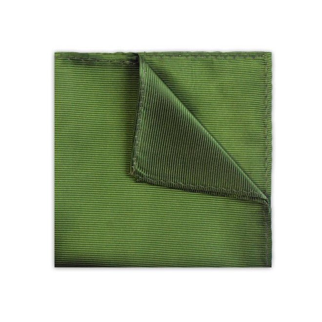Olive Green Pocket Square - Leonard Silver