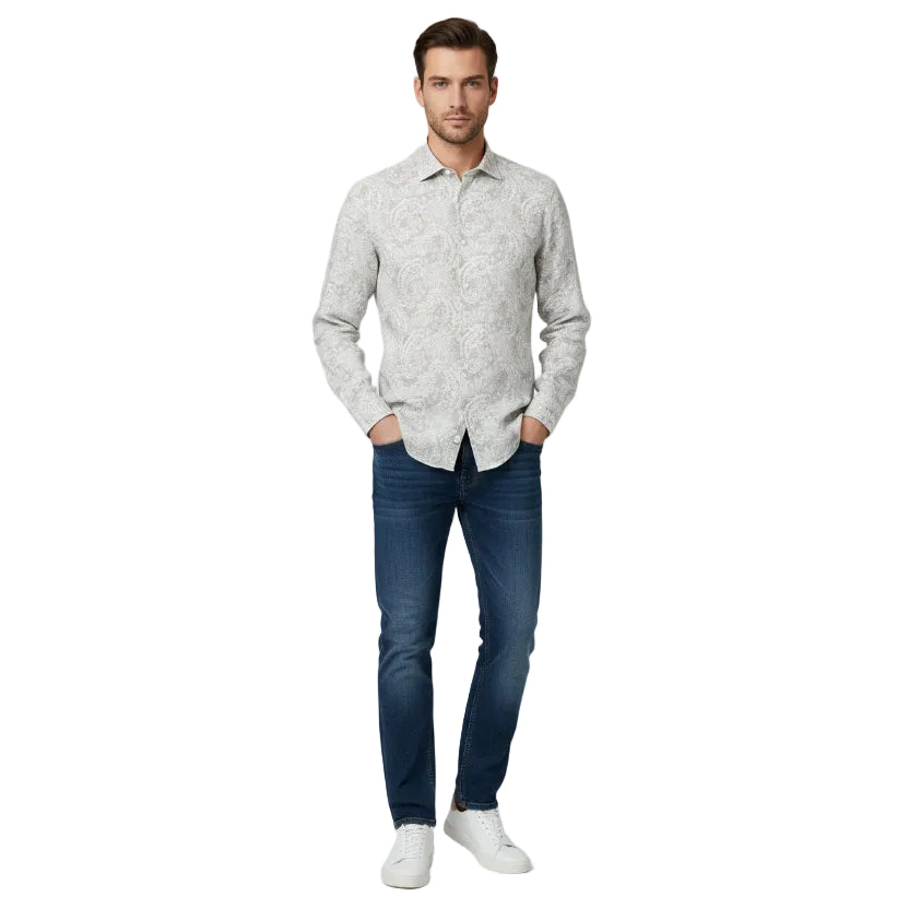 Paisley Print Long Sleeved Linen Shirt - Thomas Maine Shirts