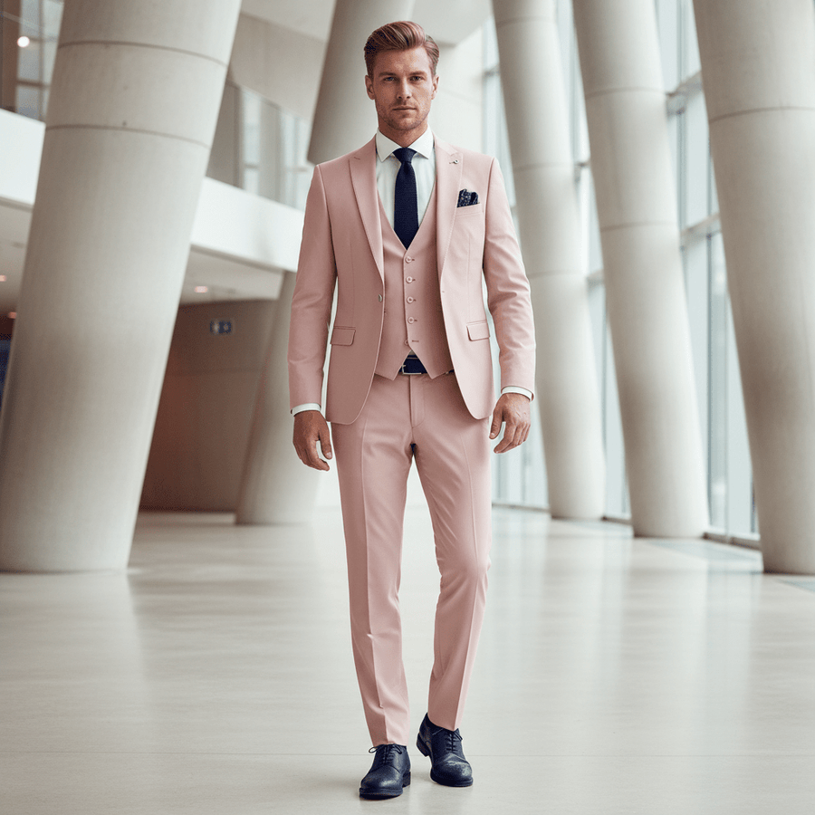 Pale Pink Lanito 3 Piece Suit - Remus Uomo Suits