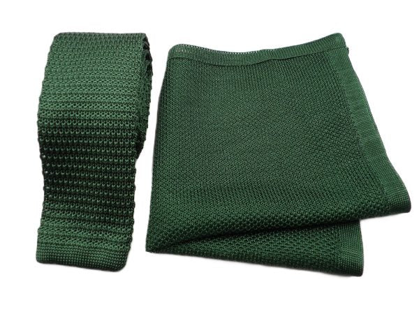Plain Green Knitted Silk Pocket Square - Leonard Silver Pocket Squares