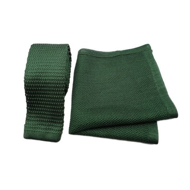 Plain Green Knitted Silk Pocket Square - Leonard Silver Pocket Squares