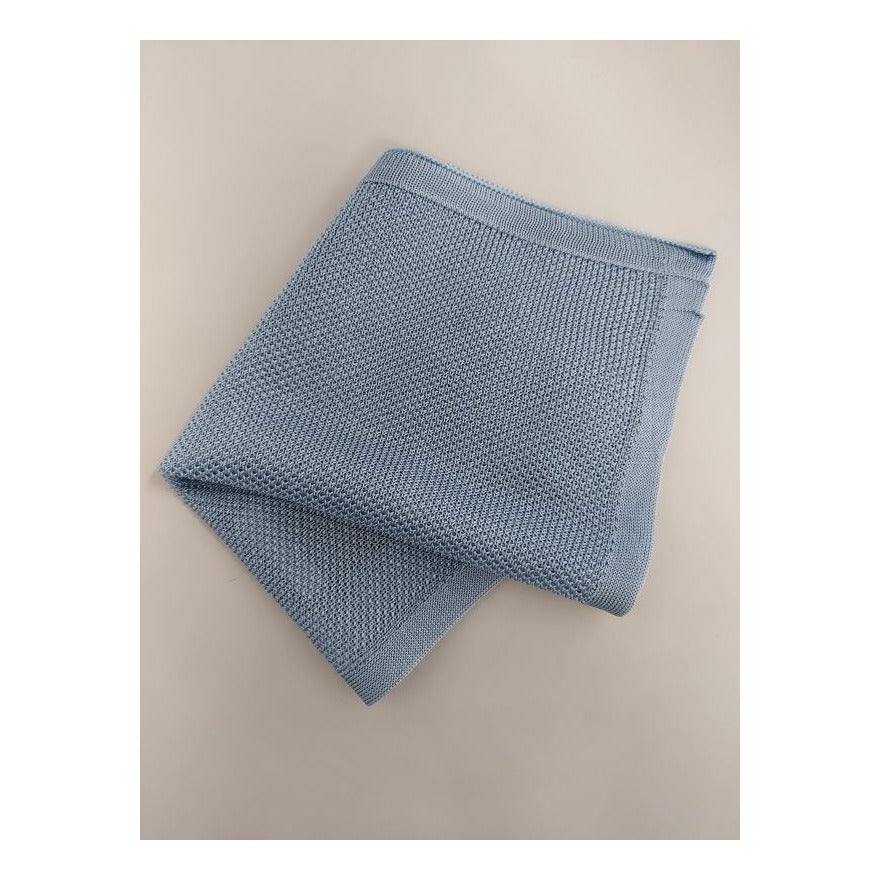 Plain Sky Blue Knitted Silk Pocket Square - Knightsbridge