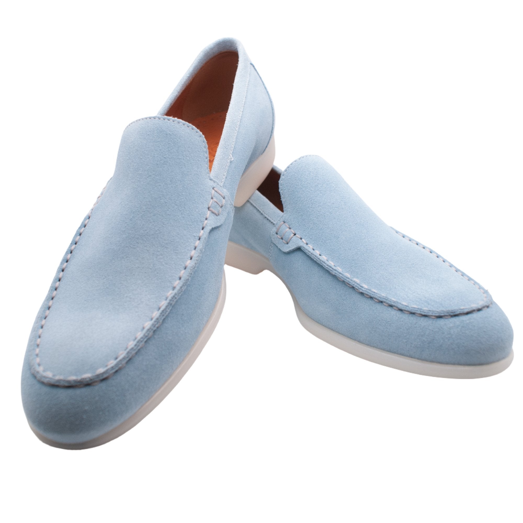 Powder Blue Suede Loafer - Leonard Silver