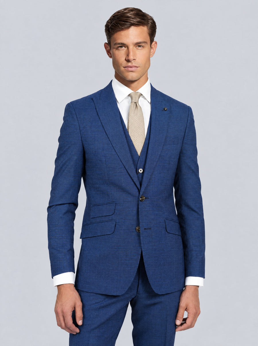Zignone Blue Puppy Tooth Wool Suit – front