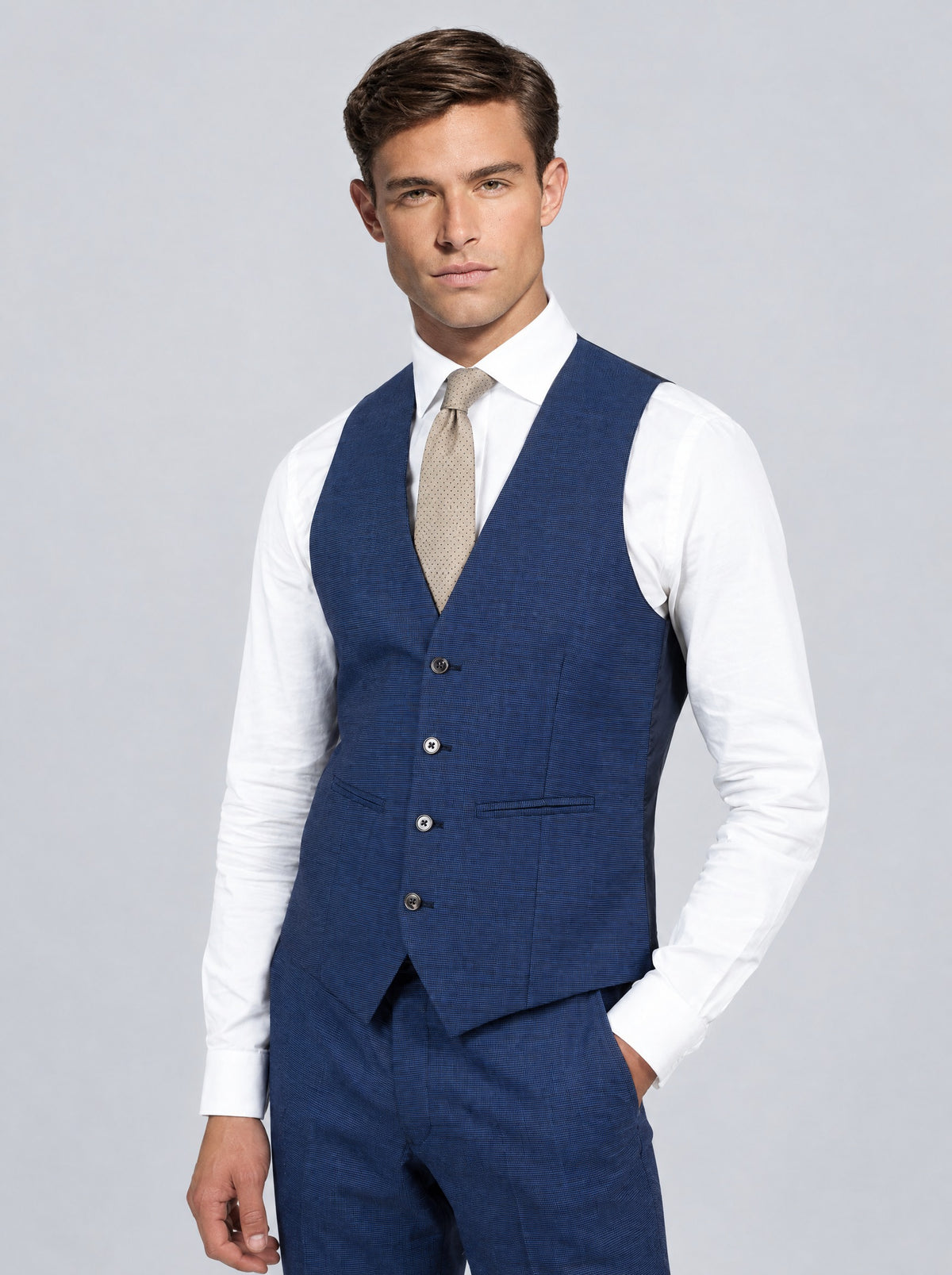 Zignone Blue Puppy Tooth Wool Suit – waistcoat