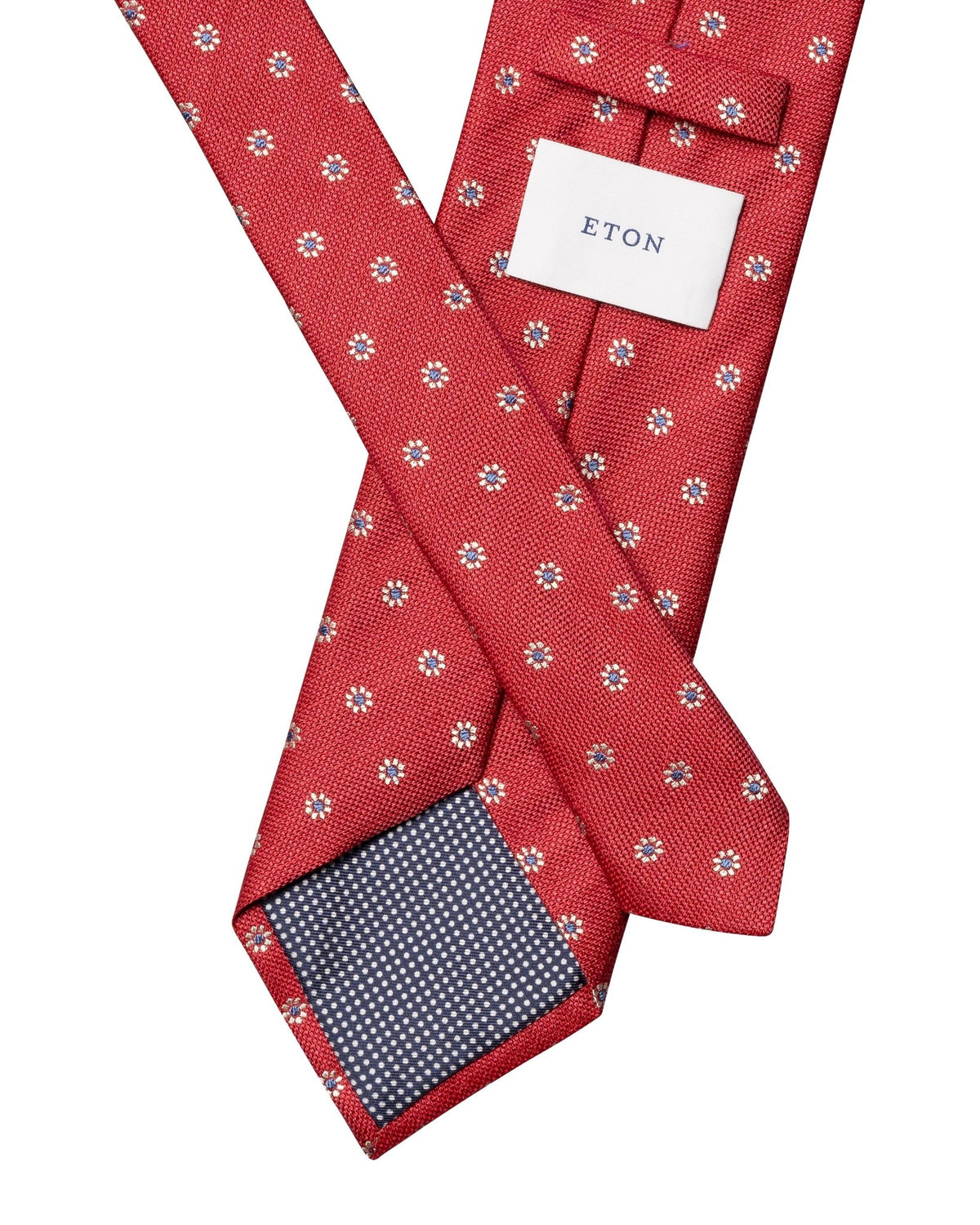 Red Floral Silk and Linen Tie - Eton Shirts Neck Ties