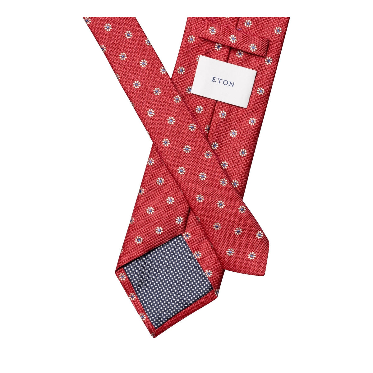 Red Floral Silk and Linen Tie - Eton Shirts Neck Ties