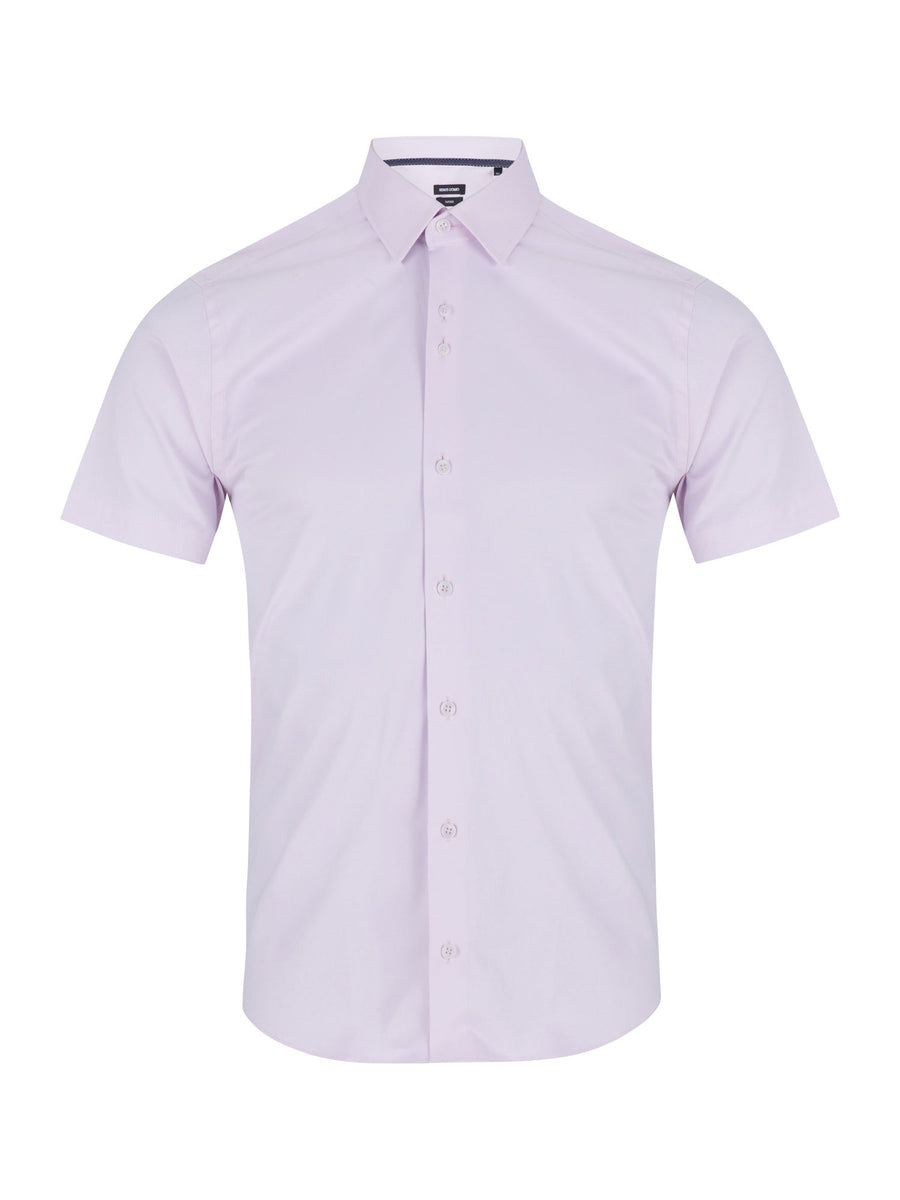 Remus Light Pink Short Sleeve Stretch Shirt - Leonard Silver