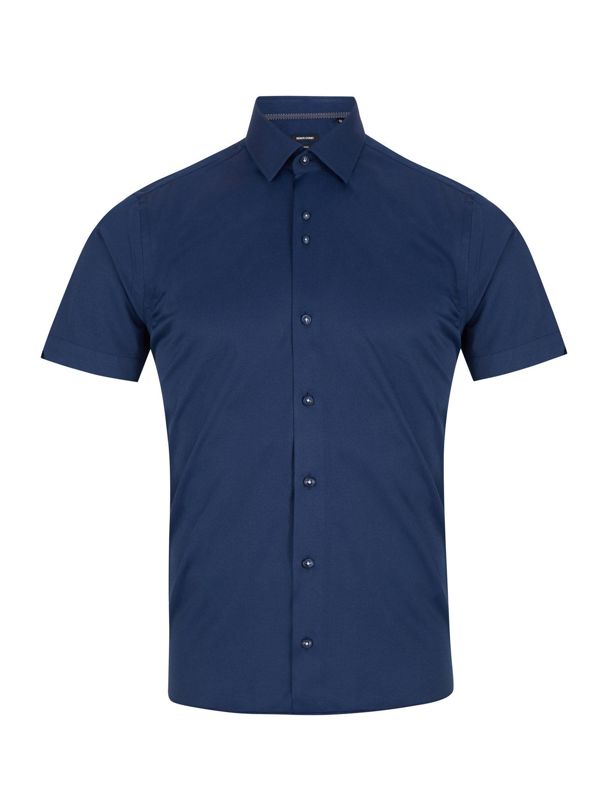 Remus Navy Short Sleeve Stretch Shirt - Leonard Silver Shirts